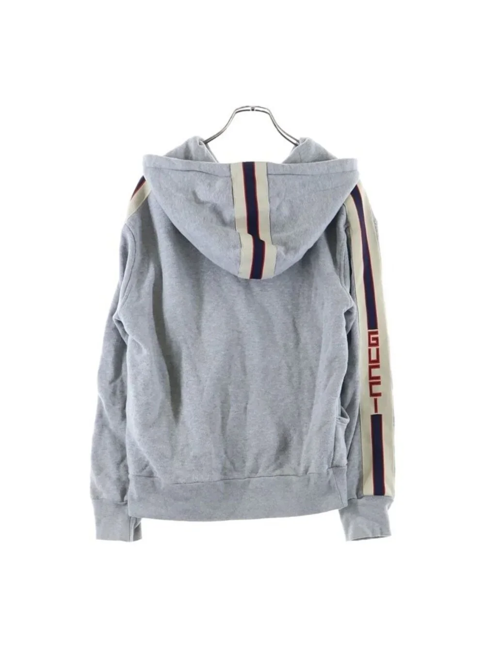 Gucci Heavy Felted Cotton Jrs Side Logo Zip Up Hoodie Gray